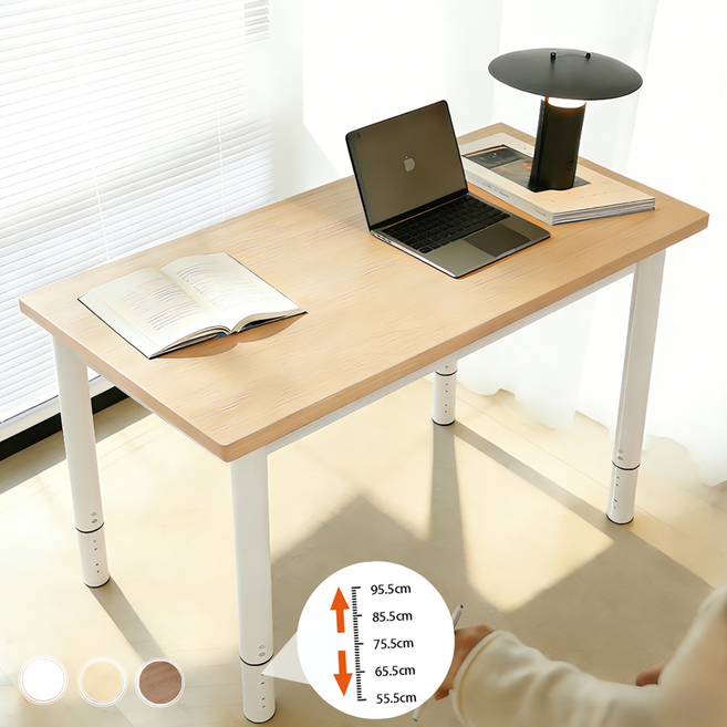 오콘토 높이조절 고급 컴퓨터 책상 인테리어 튼튼한 1인용 다용도 테이블 (E0급), 고급 원목색