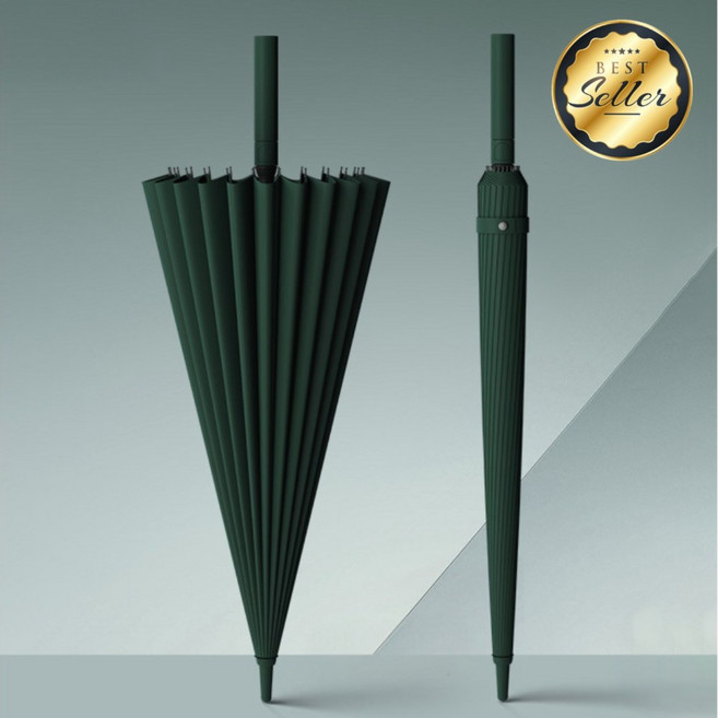 프리미엄 24K 대형 튼튼한 강풍 장우산 Glass Fiber 우산대, 1개, 초록색