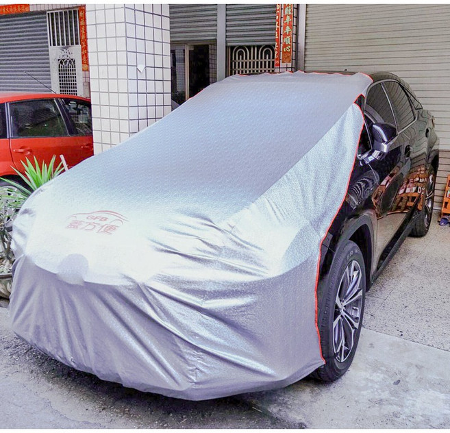 蓋方便 HD-166 3D銀格 隔熱抗污 半罩車套 汽車車罩, 1個