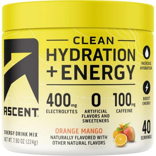 스포츠 운동 음료 믹스 파우더 Ascent 어센트 클린 하이드레이션 에너지 전해질 카페인 인공 성분 없음 라즈베리 레모네이드, 224g, 1개 - 쿠팡
