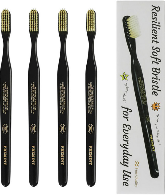 PREMINT 프레민트 프리미엄 칫솔 블랙, 4개, 1개입