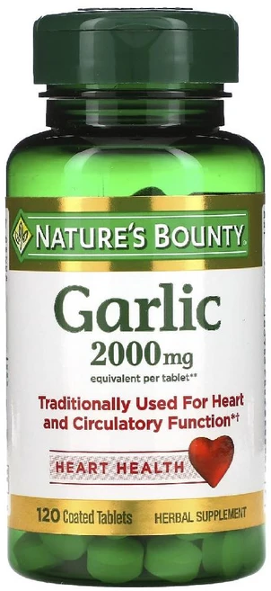 Nature's Bounty 오우더 -프리 갈릭 2000mg 타블렛, 120정, 1개 - 쿠팡