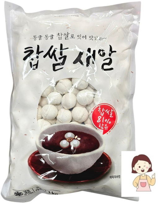 미쓰리푸드마켓 찹쌀 새알 국내산찹쌀81%옹심이 팥죽, 1kg, 2개