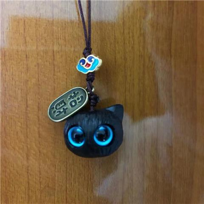 黑檀木可愛貓咪造型鑰匙扣吊飾 包包掛件手機鏈