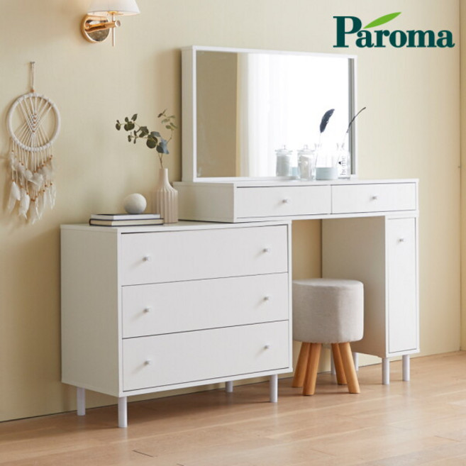 [파로마] [/착불] 모노 안나 화이트 3칸 서랍 화장대 일반거울 APN1658, 색상:화이트