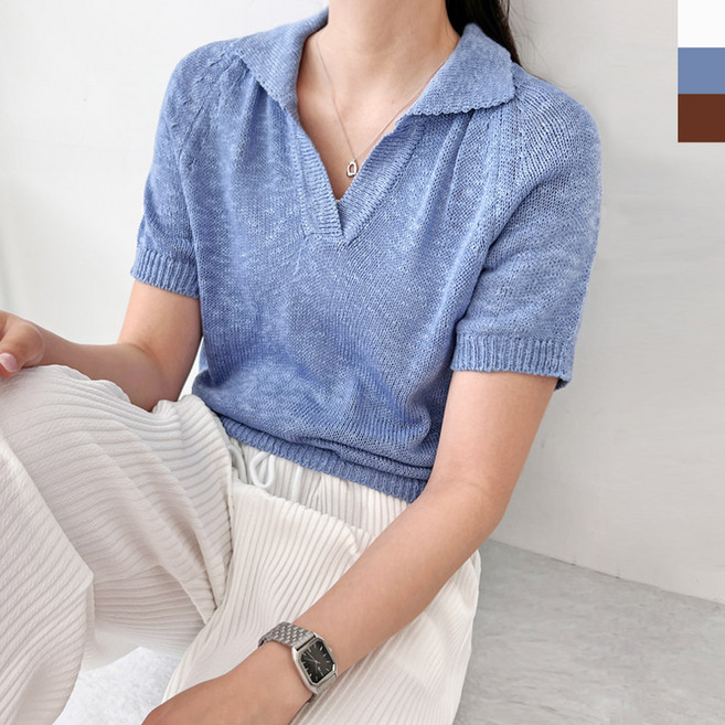 [DND] 2L-CBB 1039 여자시원한오픈카라반팔니트티