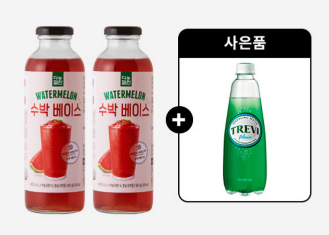 [1+1] 다농원 진짜 수박 베이스 수박에이드 600g +트레비 무료 증정, 2개