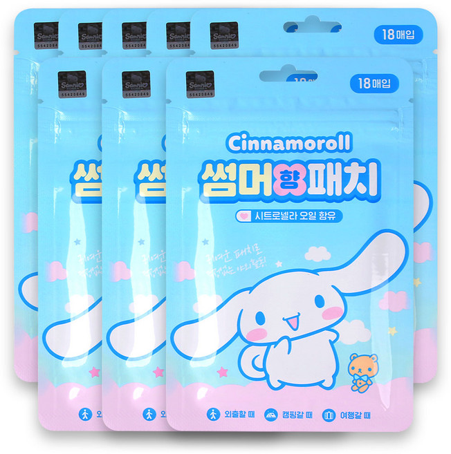 시나모롤 썸머향패치 18매입 24년제조, 8개, 혼합색상