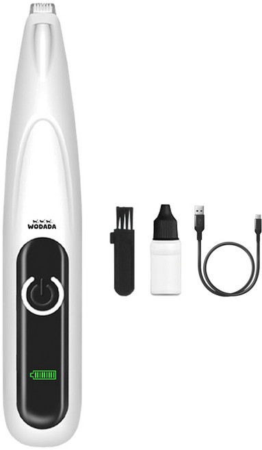 저소음 애견 미니 바리깡 강아지 발바닥 얼굴 클리퍼 LED, 1개, 화이트