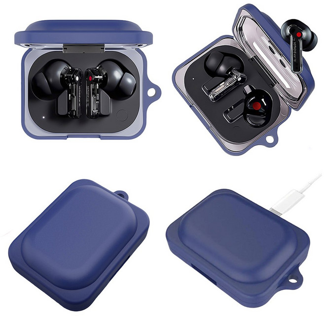 투명 이어폰 케이스 Nothing Ear a 충격 방지 보호 키체인 헤드폰 박스 스킨 커버, Blue, 1개