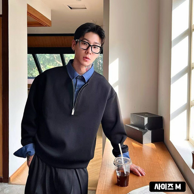 소소마켓 남성복 맨투맨 페이크 기모 커플 디자인 패치 셔츠 기모 상의