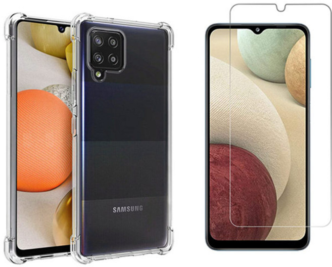 스톤스틸 갤럭시 A12 강화유리 보호필름 액정 방탄 필름 강화유리필름 1매 + 투명 TPU 범퍼 케이스 1개, 강화유리1매+투명범퍼1개