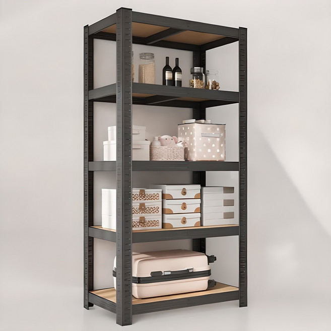 비마이엑스 튼튼 조립식 철제 선반, 블랙, 5단