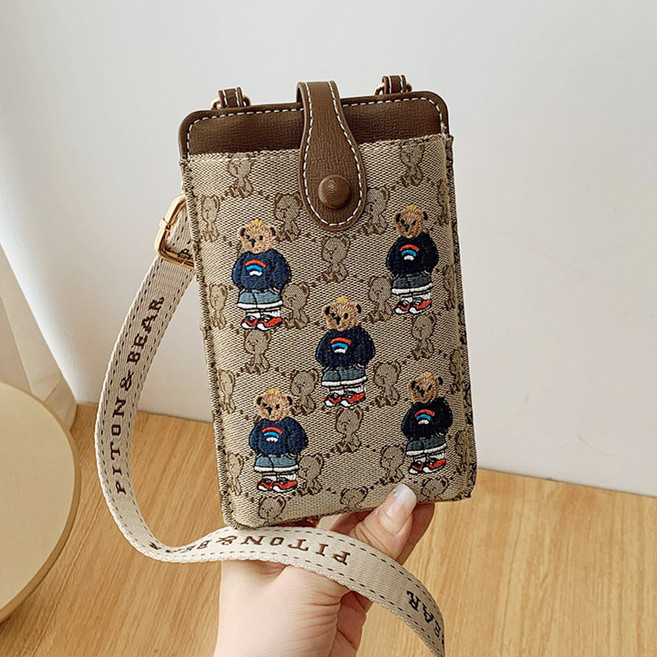 여성 미니 크로스백 여행 핸드폰 가방 곰돌이