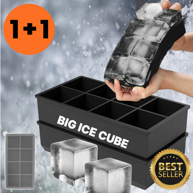 디디엠디 8구 실리콘 하이볼 얼음 트레이 아이스볼메이커 온더락 얼음틀, 2개, 딥블랙