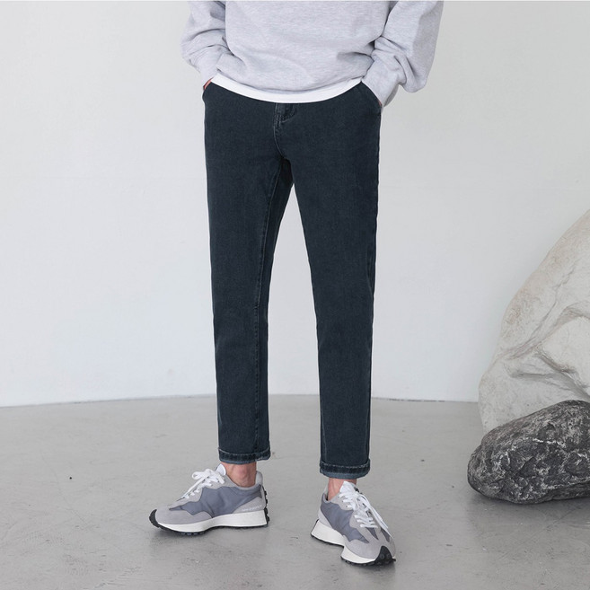 베이직바이블 남자 청바지 히든밴딩 스판 테이퍼드 빅사이즈 일자 워싱 국민 팬츠(5color)