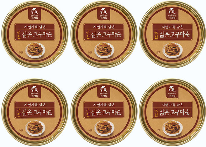 국산 간편하게 바로 먹는 캔나물 고구마순 나물 통조림 120g, 6개