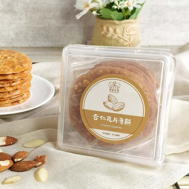 雙晨幸福 杏仁瓦片薄餅輕享盒 (獨立包裝 酥脆口感 精緻伴手禮), 112g, 1個, 112ml