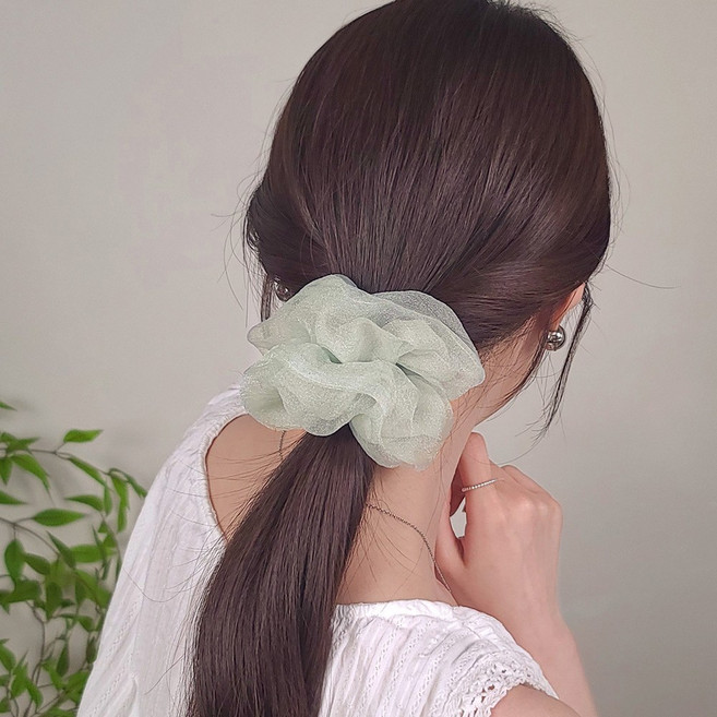 초콜리트쥬얼리 세이락 소프트 글로시 오간자 곱창끈 워셔 시스루 쿨 헤어슈슈 - 6color