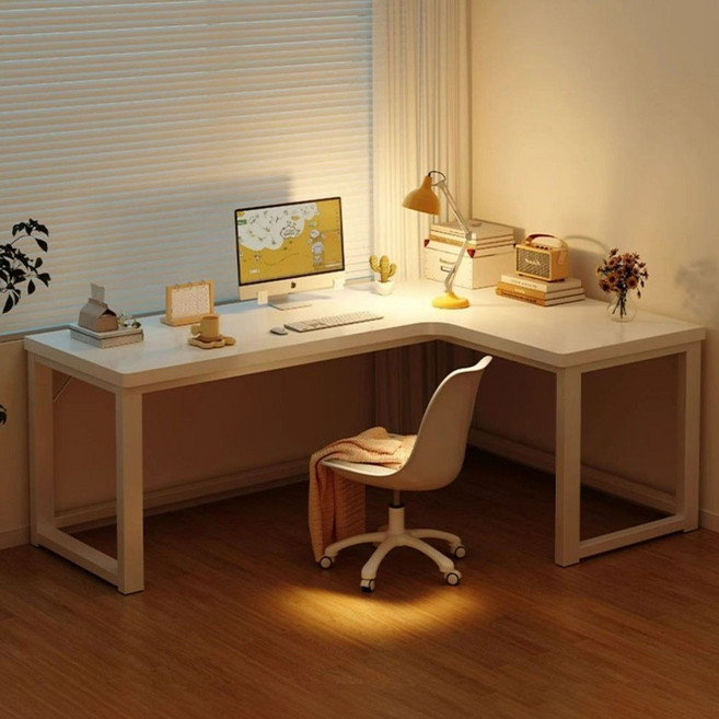 SOPUM HOUSE 컴퓨터 책상 사무용 대형 L형 코너 게이밍 데스크, 우코너, 화이트