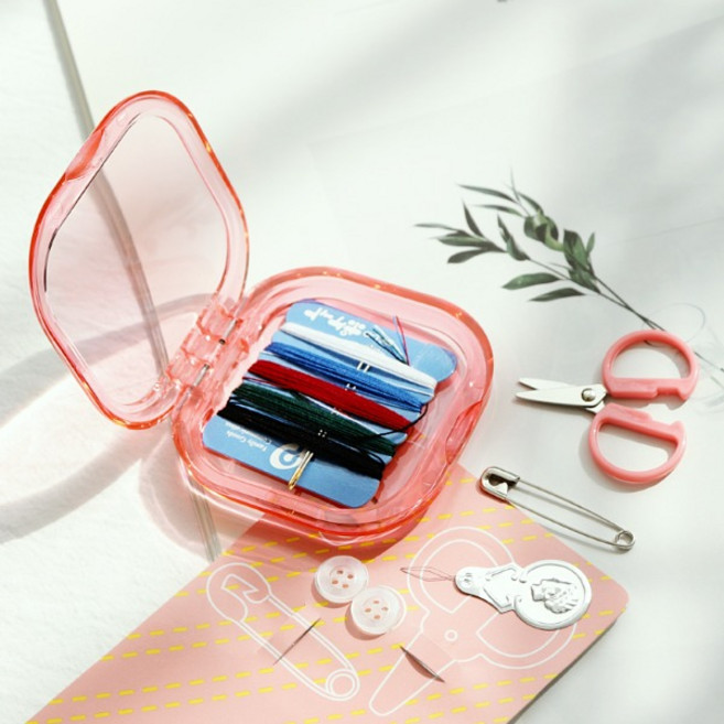 여행용 실바늘 세트 POCKET 휴대용 바느질 미니 반짇고리, 1개, 핑크