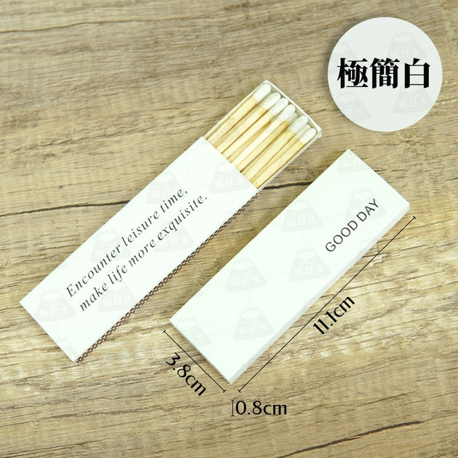 復古火柴盒火柴棒 拍照裝飾小物, 1個, 香氛蠟燭專用火柴【極簡白－Gooday】