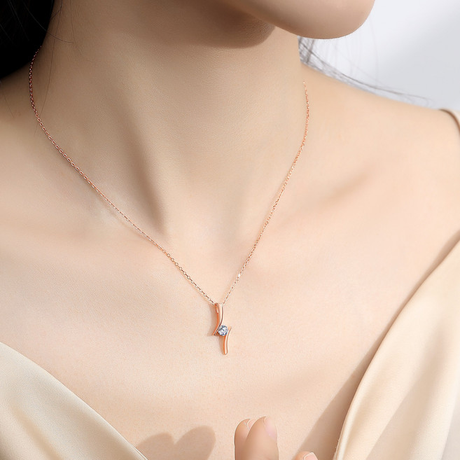 여자 14/18K 골드 물방울 다이아 펜던트 목걸이 여자 우아한 분위기 데일리 착용