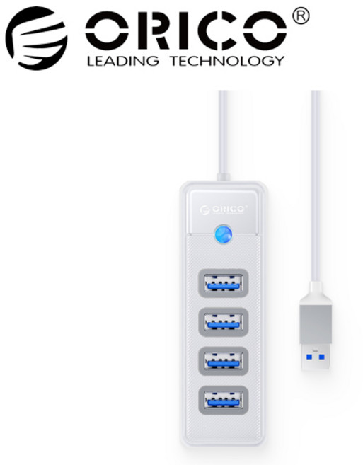[오리코 국내정품] ORICO PW4U-U3 무전원 4포트 USB허브, 화이트, 1개