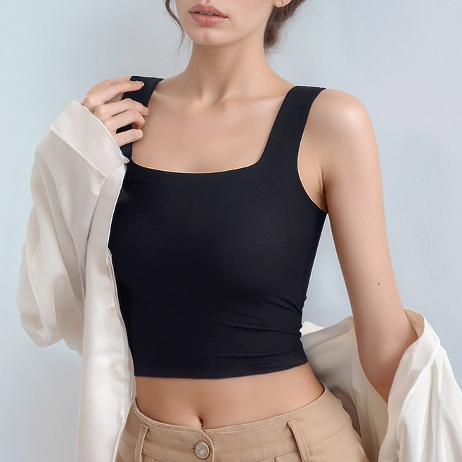 미미캐츠 스퀘어넥 노라인 캡내장 브라탑 크롭 나시 BR-5261 4XL까지 빅사이즈 가능