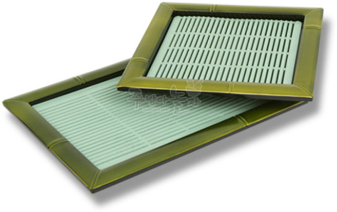 칠기 누리모노 대나무 정사각 모밀판 그린 (정사각 직사각), 그린 직사각, 1개