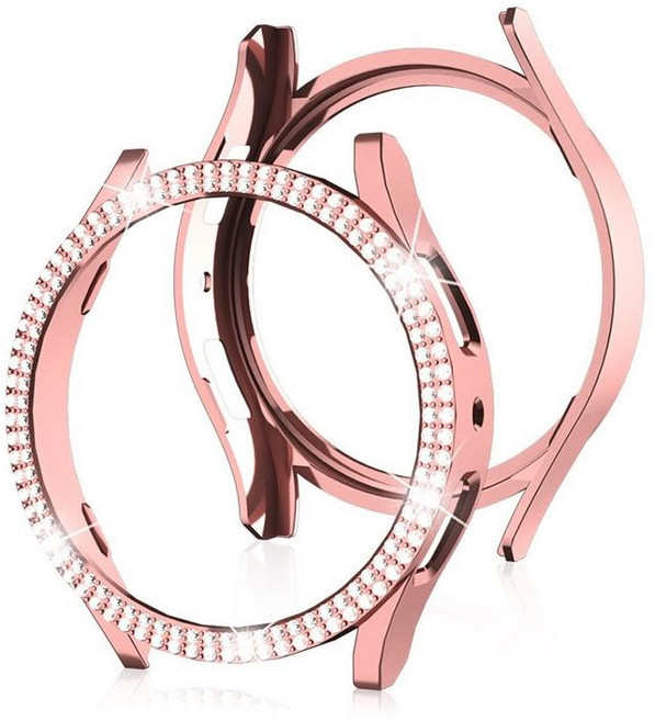 호환 2줄 큐빅케이스 갤럭시워치4 40mm 44mm 하드케이스 풀커버 아닌 테두리 보호, 핑크