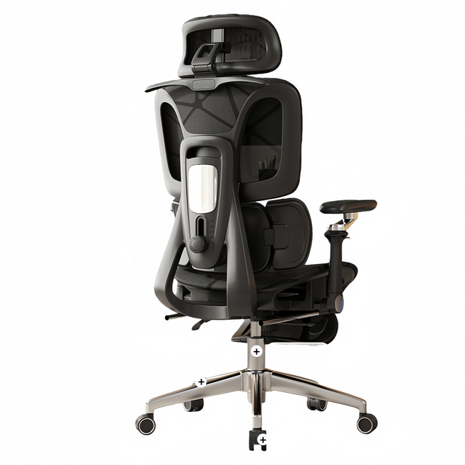 ADWS-904 三腰環繞人體工學椅 9D扶手 網布腳踏 主管辦公椅 電競椅, 三腰黑 9D扶手 鋼脚 網面脚踏 坐深調節