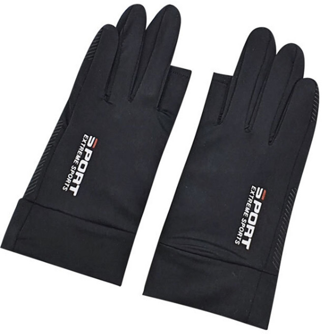 등산 민물낚시용 장갑 엄지 검지 오픈형 논슬립 글러브 블랙, 1개
