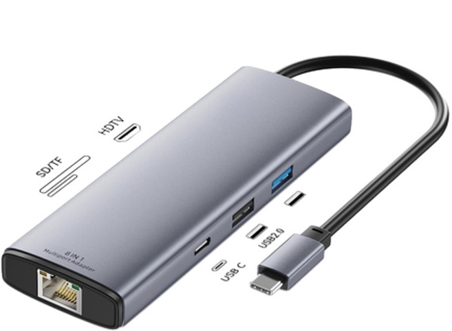 HANQI USB3.0 Type C擴充埠 千兆網口五合一路由器, ZX169 Type - C擴充套件塢八合一 無一鍵息屏, 1個