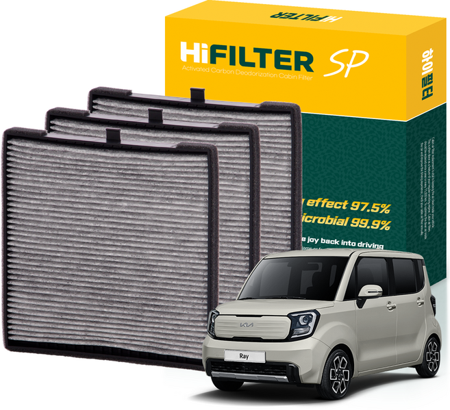하이필터 기아 자동차 레이 활성탄 에어컨필터, 3개, 더 뉴 기아 레이 TAM HI-Q017