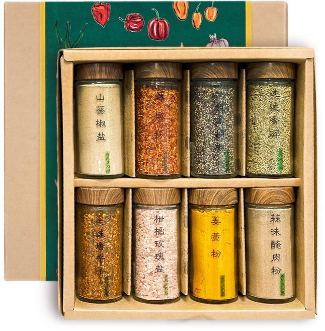 香料共和國 豪華香料八入組 香料禮盒 附牛皮紙提袋 伴手禮 新年禮盒 入厝禮, 1個, 425g