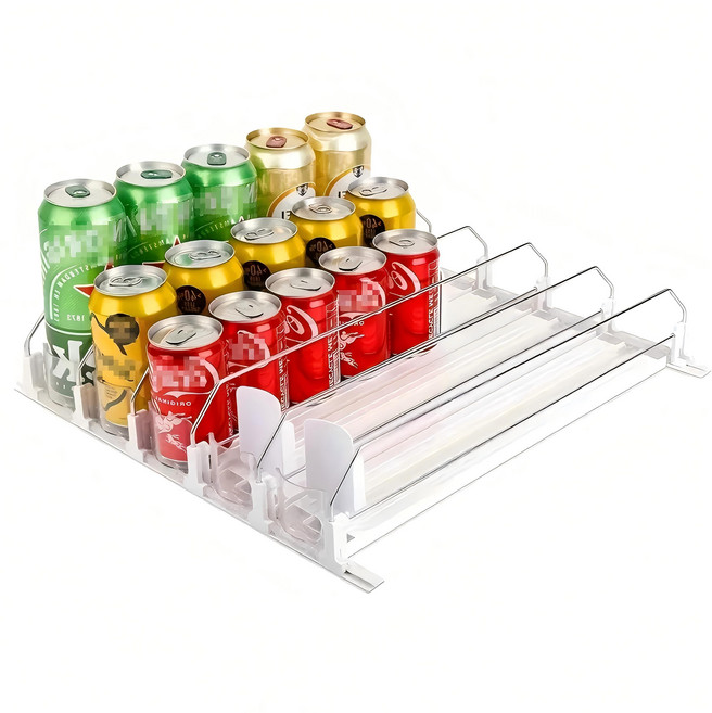 캔 음료 정리 자동 슬라이드 디스펜서 5열 세트, 5단, 화이트