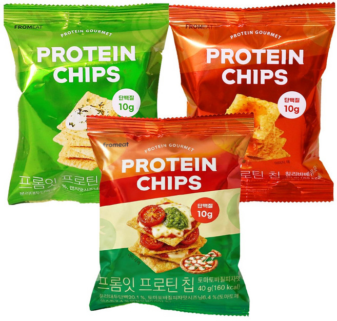 프롬잇 프로틴칩 3종 세트 (피자+칠리+어니언), 3개, 40g
