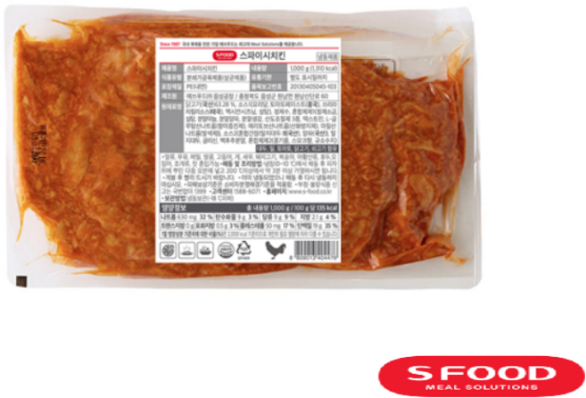 에쓰푸드 스파이시치킨 1kg 매운치킨 토핑 안주 용, 2개