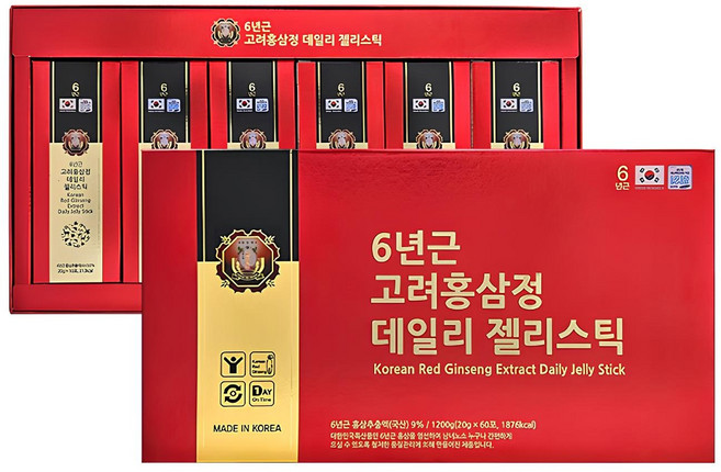 6년근 고려홍삼정 데일리 젤리스틱, 3개, 60회분