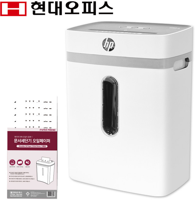 HP 중형 사무용 자동 문서 세단기 23L + 오일페이퍼, W2312CC-K3, 화이트