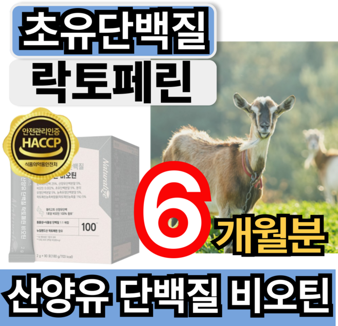 [단백질 비오틴 동시에] 초유 산양유단백질 산양유 프로틴 팔레오 락토페린 비오틴 분말 haccp 인증 휘게라이프, 2개, 90회분