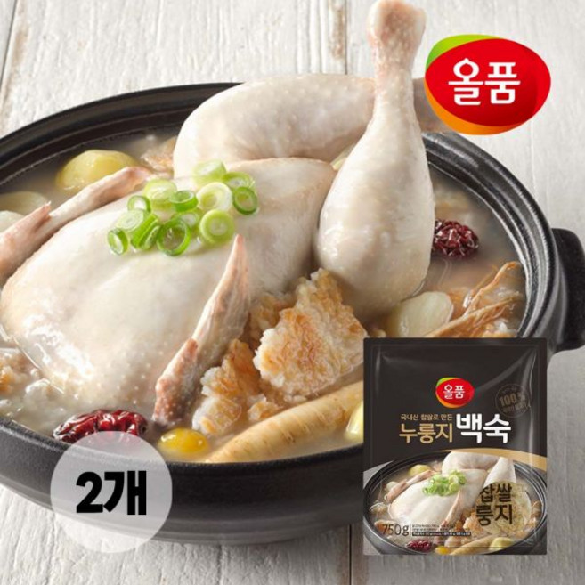 올품 냉장 찹쌀 누룽지 백숙 750g x 2봉 밀키트 삼계탕 올품 냉장 누룽지 백숙 750g x 2봉 395621, 누룽지백숙(냉장)(2개)1.5x1, 2개