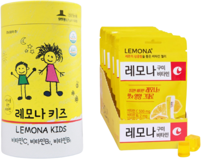 경남제약 레모나 키즈 100정 1개 + 구미 레몬맛 10봉 세트