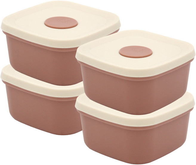 네오실리 라이스실리팩 국산 프리미엄 실리콘 냉동밥용기, 300ml 인디안레드, 4개