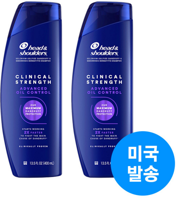 헤드앤숄더 클리니컬 스트렝스 댄드러프 디펜스 어드밴스드 오일 컨트롤 샴푸, 2개, 400ml