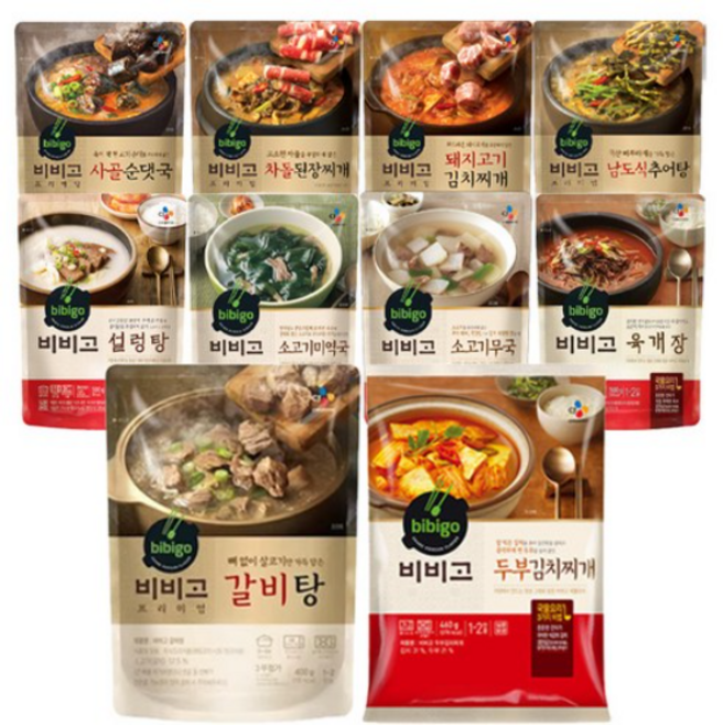 비비고 국 탕 찌개 10종세트 (순댓국+차돌된장찌개+돼지고기김치찌개+추어탕+설렁탕+소고기미역국+소고기무국+육개장+갈비탕+두부김치찌개), 1개