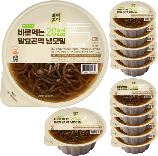 100g당 20kcal 바로먹는 발효곤약 냉모밀, 12개, 350g
