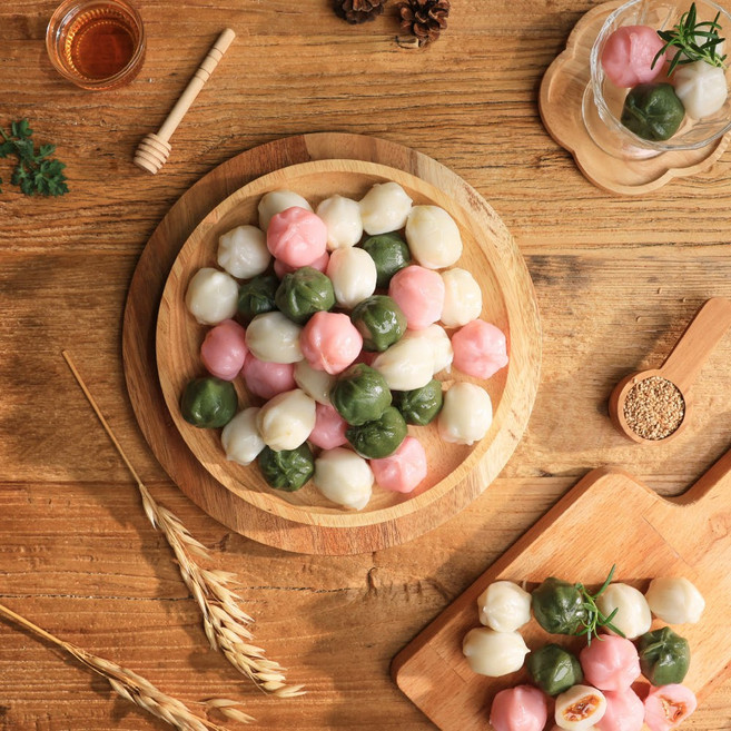 총각쓰떡 굳지않는 삼색 모듬 꿀떡 간식 떡 (냉동) 500g 33알, 2개