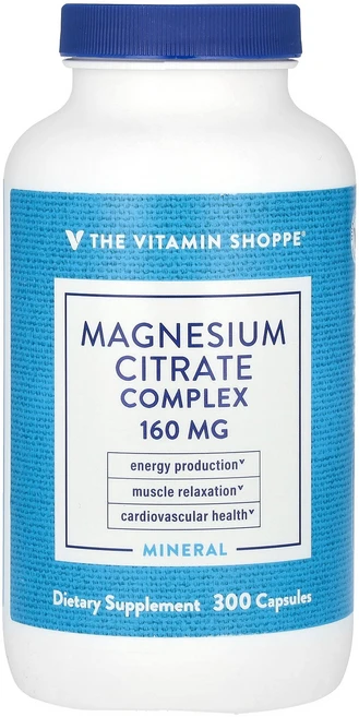 The Vitamin Shoppe 더 비타민 샵 마그네슘 시트레이트 160mg 300 캡슐 미네랄 영양제, 알약/캡슐, 300정, 1개 - 쿠팡